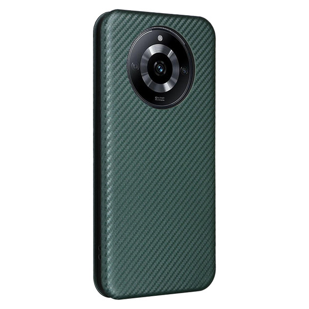 For Realme 11 5G Carbon Fiber Texture Flip Leatherette Phone Case(Green)