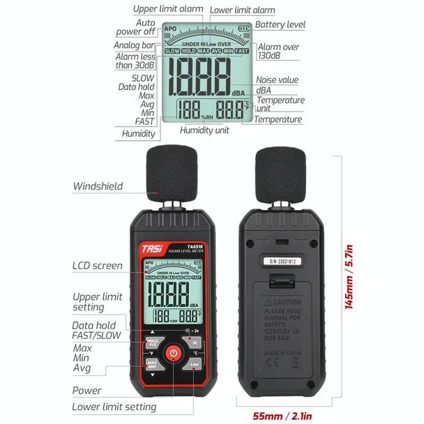 TASI TA651A Household Noise Tester Decibel Device