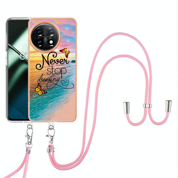 For OnePlus 11 Electroplating IMD TPU Phone Case with Lanyard(Dream Butterfly)