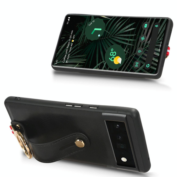 For Google Pixel 6 Wristband Leatherette Back Phone Case(Black)
