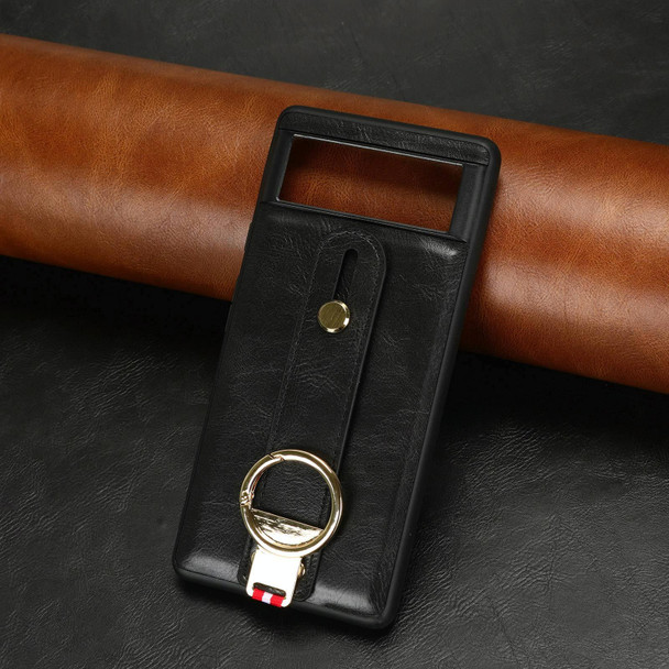 For Google Pixel 6 Pro Wristband Leatherette Back Phone Case(Black)