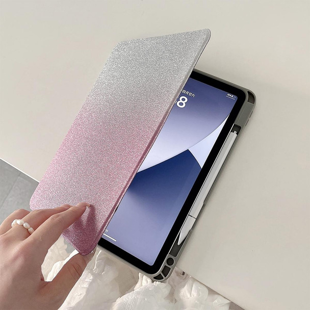 For iPad Pro 12.9 2022 / 2021 / 2020 Gradient Glitter Magnetic Split Leatherette Tablet Case(Rose Red)