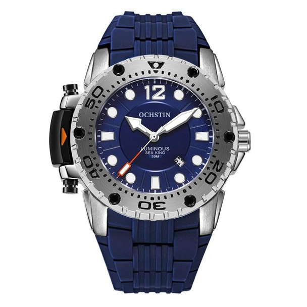 OCHSTIN 6124  Night Light Waterproof Men Watch Outdoor Sports Quartz Watch Silicone Watch(Blue)