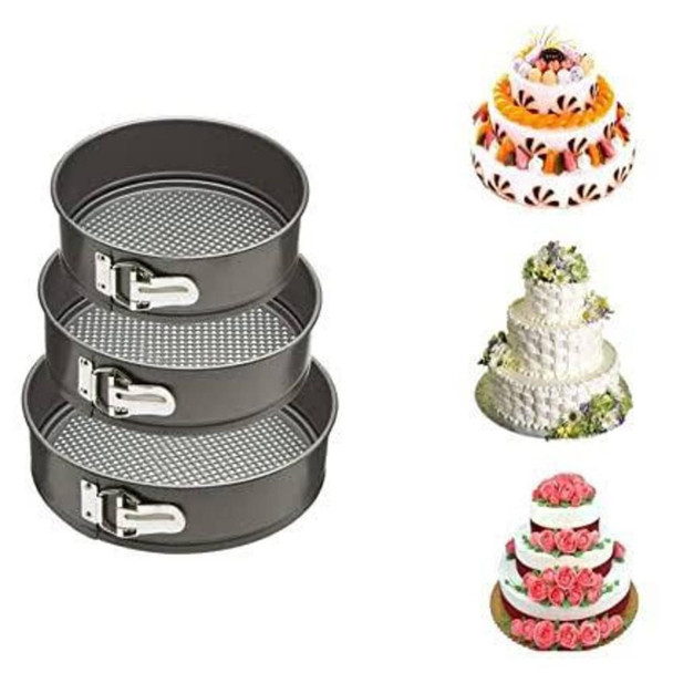 3 Piece Non-Stick Round Cake Baking Mould Set - Easy Clean