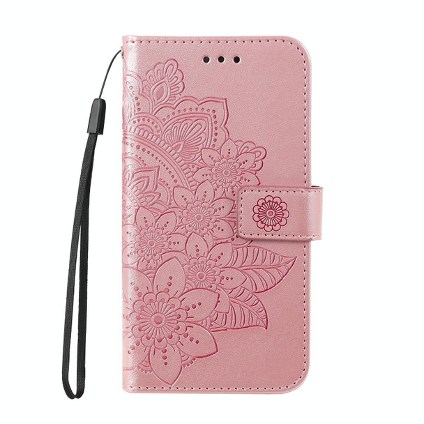 For Google Pixel 8 Pro 7-petal Flowers Embossing Leatherette Phone Case(Rose Gold)