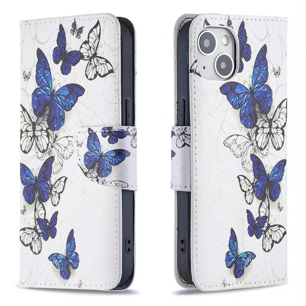 For iPhone 15 Colored Drawing Pattern Flip Leatherette Phone Case(Butterflies)