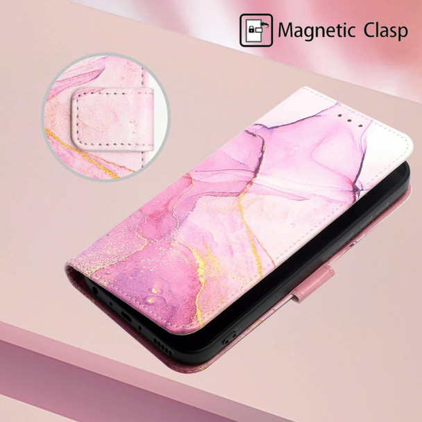 For iPhone 15 Pro Max PT003 Marble Pattern Flip Leatherette Phone Case(Pink Purple Gold LS001)