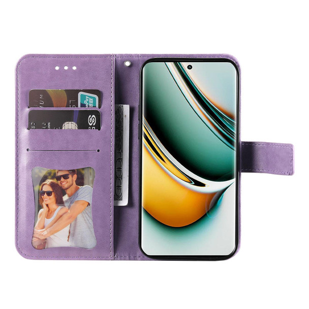 For Realme 11 Pro / 11 Pro+ 7-petal Flowers Embossing Leatherette Phone Case(Light Purple)