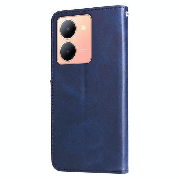 For vivo Y36 4G / 5G Global Fashion Calf Texture Zipper Leather Phone Case(Blue)