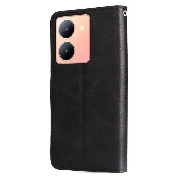 For vivo Y36 4G / 5G Global Fashion Calf Texture Zipper Leather Phone Case(Black)