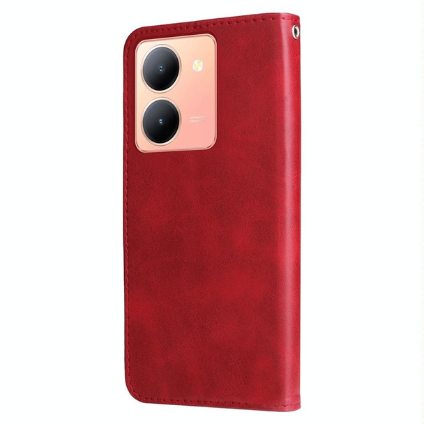 For vivo Y78 5G Global Fashion Calf Texture Zipper Leather Phone Case(Red)