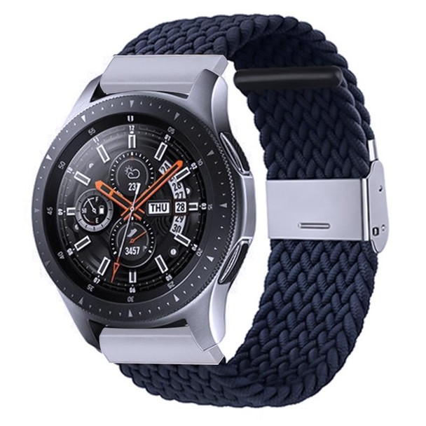 18mm Nylon Braided Metal Buckle Watch Band(Dark Blue)