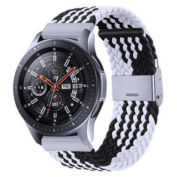 18mm Nylon Braided Metal Buckle Watch Band(Z Black White)