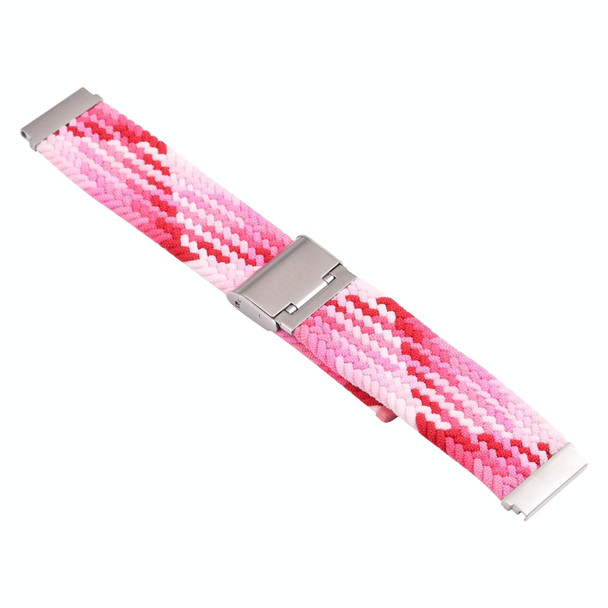 18mm Nylon Braided Metal Buckle Watch Band(Z Red Pink)