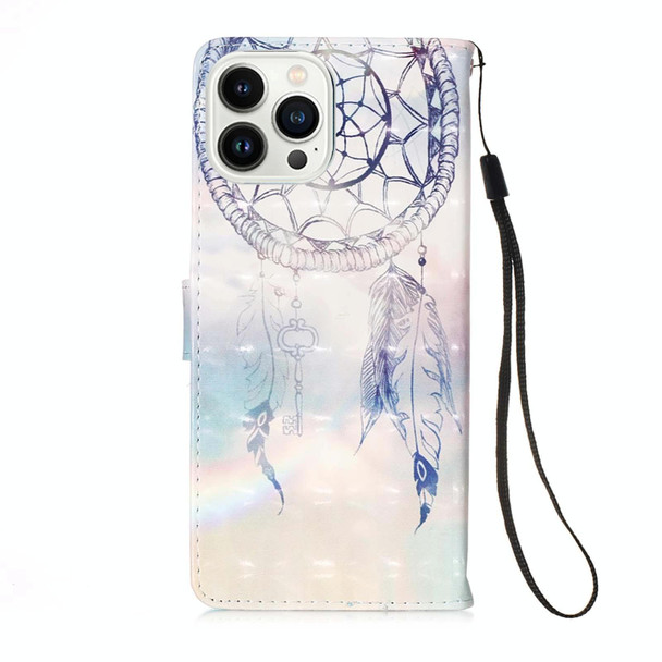 For iPhone 15 Pro Max 3D Painting Horizontal Flip Leatherette Phone Case(Dream Wind Chimes)