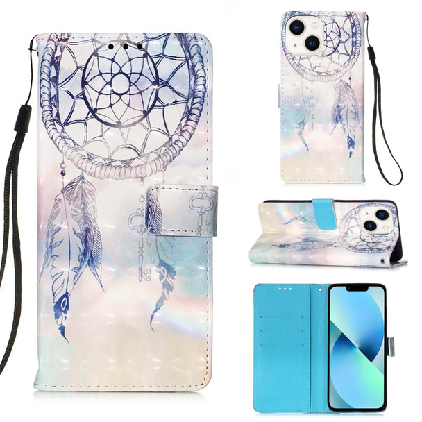 For iPhone 15 Plus 3D Painting Horizontal Flip Leatherette Phone Case(Dream Wind Chimes)