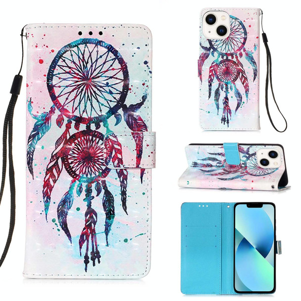 For iPhone 15 Plus 3D Painting Horizontal Flip Leatherette Phone Case(Color Drop Wind Chimes)