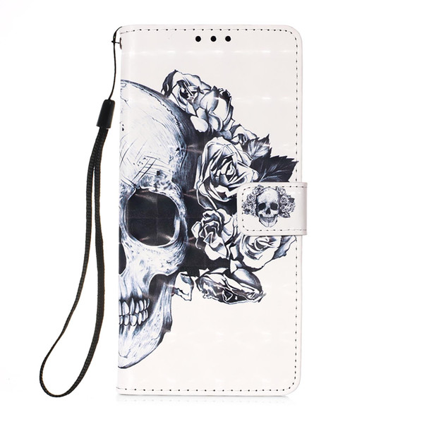 For iPhone 15 3D Painting Horizontal Flip Leatherette Phone Case(Skull)