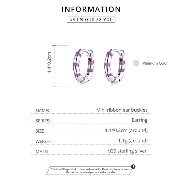 S925 Sterling Silver Mini Ribbon Ear Buckle Women Earrings