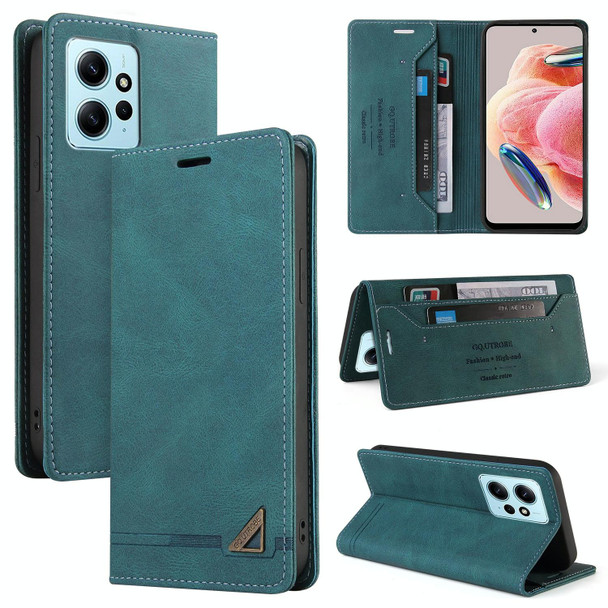 For Xiaomi Redmi Note 12 4G Global GQUTROBE Skin Feel Anti-theft Brush Horizontal Flip Leather Case with Holder(Blue)