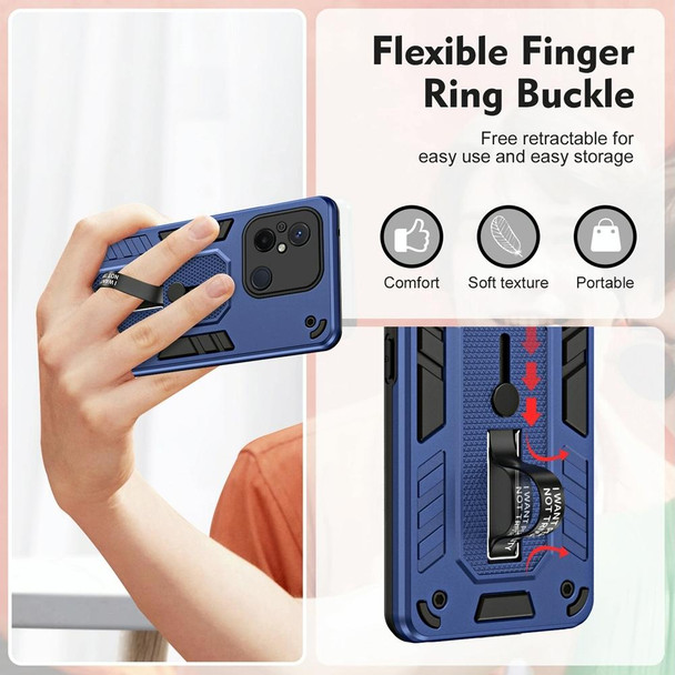 For Xiaomi Redmi 12C / Poco C55 Variety Brave Armor Finger Loop Holder Phone Case(Blue)