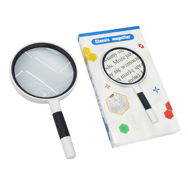 3 PCS Hand-Held Reading Magnifier Glass Lens Anti-Skid Handle Old Man Reading Repair Identification Magnifying Glass, Specification: 65mm 6 Times (Black White)