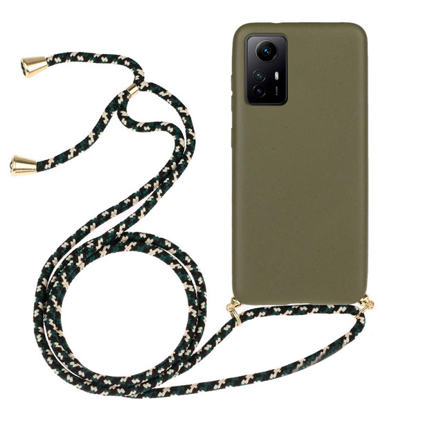 For Xiaomi Redmi Note 12S Wheat Straw Material + TPU Phone Case with Lanyard(Army Green)