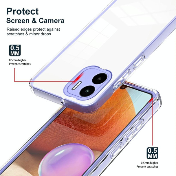 For Xiaomi Redmi A1+ / A2+ 3 in 1 Clear TPU Color PC Frame Phone Case(Purple)