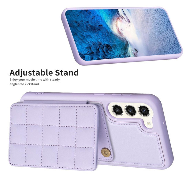 For Samsung Galaxy S21+ 5G Grid Card Slot Holder Phone Case(Light Purple)