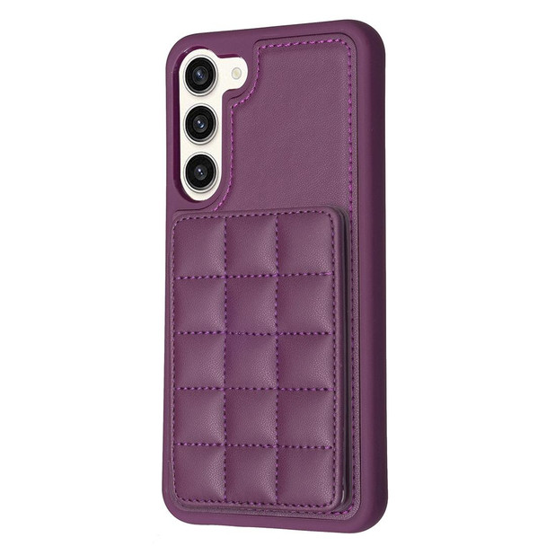 For Samsung Galaxy S22+ 5G Grid Card Slot Holder Phone Case(Dark Purple)
