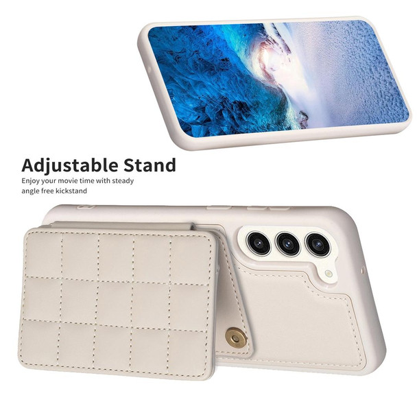 For Samsung Galaxy S22+ 5G Grid Card Slot Holder Phone Case(Beige)