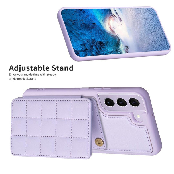 For Samsung Galaxy S22 5G Grid Card Slot Holder Phone Case(Light Purple)
