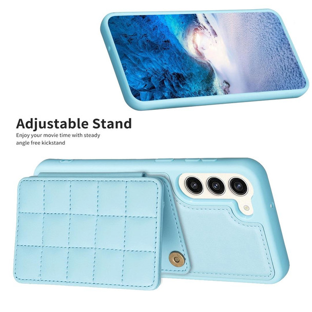 For Samsung Galaxy S22+ 5G Grid Card Slot Holder Phone Case(Blue)