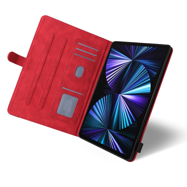 Dual-color Splicing Horizontal Flip PU Leatherette Case with Holder & Card Slots - iPad Pro 12.9 (2020/2021/2018)(Red)