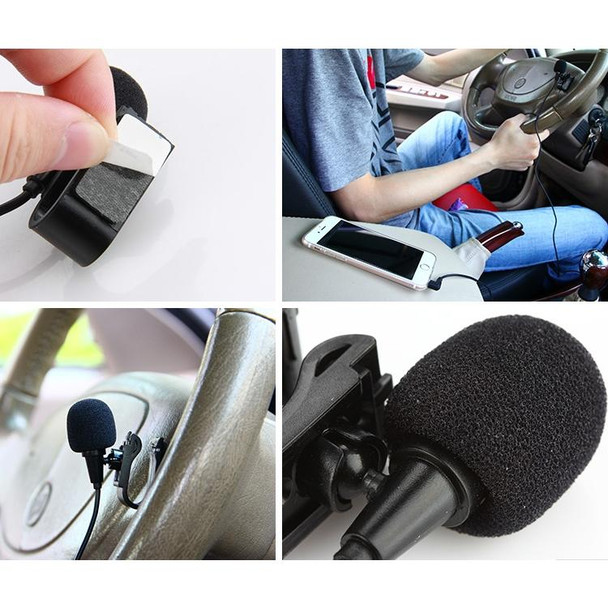 ZJ025MR Stick-on Clip-on Lavalier Stereo Microphone for Car GPS / Bluetooth Enabled Audio DVD External Mic, Cable Length: 3m, 90 Degree Elbow 3.5mm Jack