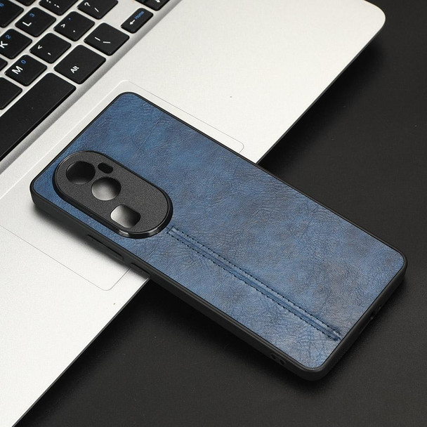 For OPPO Reno 10 5G Cow Pattern Sewing Back Cover Phone Case(Blue)