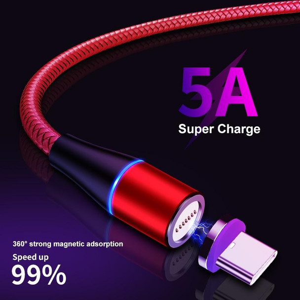 ENKAY 2 in 1 5A USB to Type-C + 8 Pin Magnetic Fast Charging Data Cable with LED Light, Length: 1m(Red)