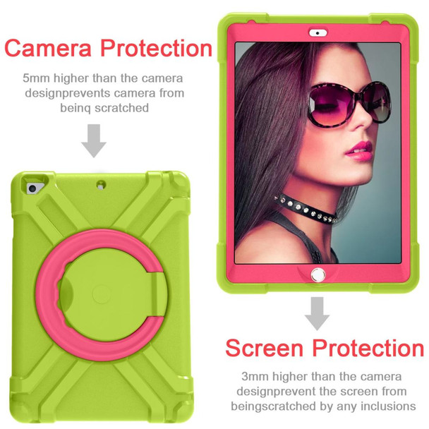 For iPad Air/Air2/Pro9.7 EVA + PC Flat Protective Shell with 360  Rotating Bracket(Grass Green+Rose Red)