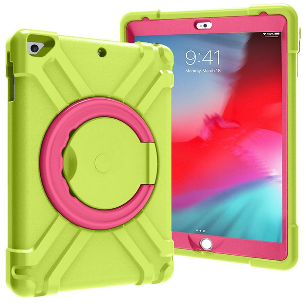 For iPad Air/Air2/Pro9.7 EVA + PC Flat Protective Shell with 360  Rotating Bracket(Grass Green+Rose Red)