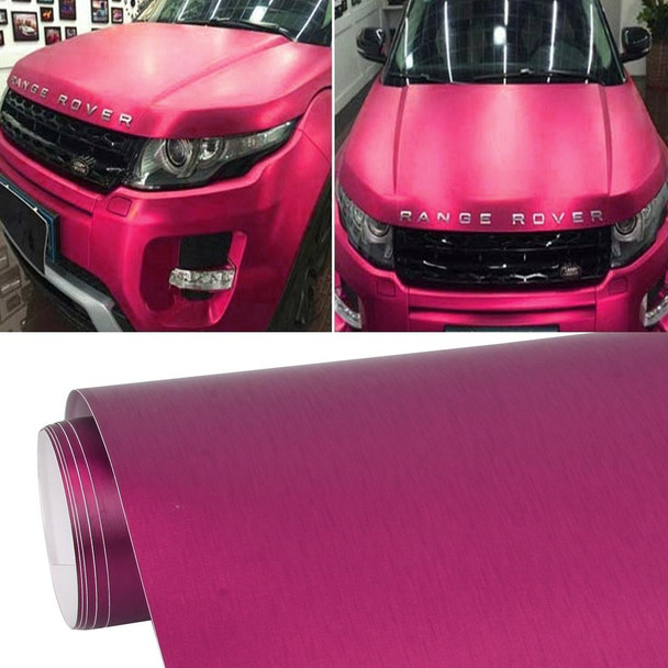 1.52 * 0.5m Waterproof PVC Wire Drawing Brushed Chrome Vinyl Wrap Car Sticker Automobile Ice Film Stickers Car Styling Matte Brushed Car Wrap Vinyl Film (Magenta)