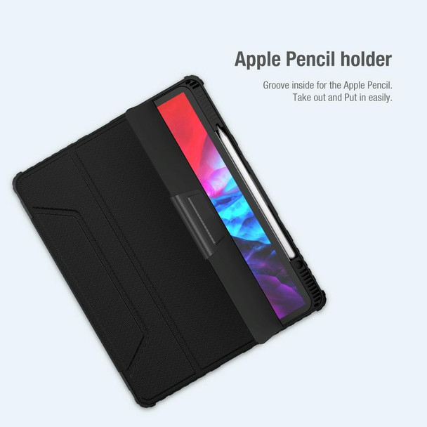 For iPad Pro 12.9 2022 / 2021 / 2020 NILLKIN Bumper Pro Horizontal Flip Leatherette Tablet Case with Pen Slot & Holder & Sleep / Wake-up Function (Blue)