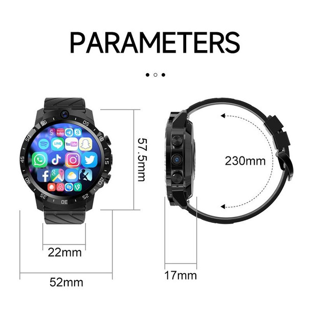 MT27 4G+64G 1.6 inch IP67 Waterproof 4G Android 8.1 Smart Watch Support Heart Rate / GPS, Type:Silicone Band