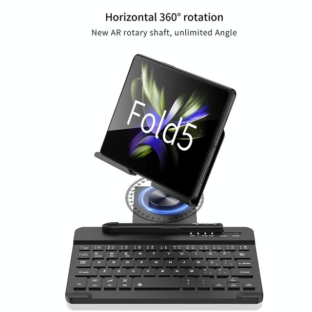 For Samsung Galaxy Z Fold5 GKK Folding Bluetooth Keyboard Holder with Pen + Holder + Keyboard + Mouse(Silver)