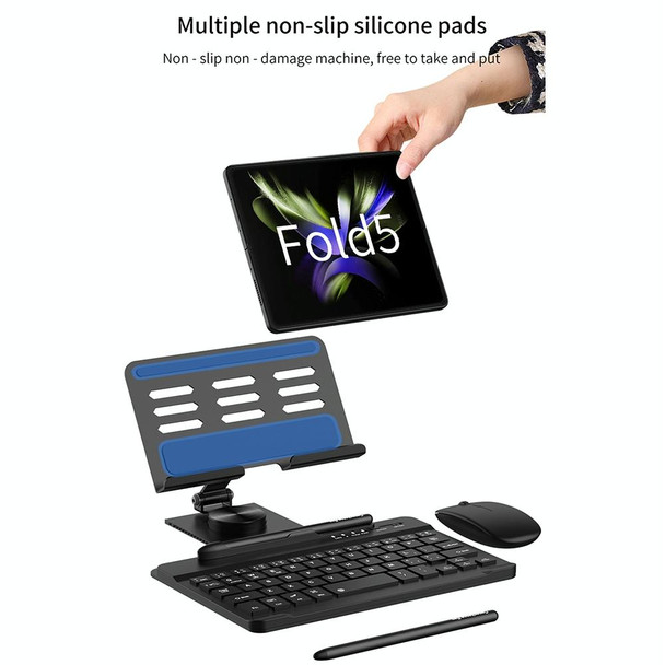 For Samsung Galaxy Z Fold5 GKK Folding Bluetooth Keyboard Holder with Pen + Holder + Keyboard + Mouse(Silver)