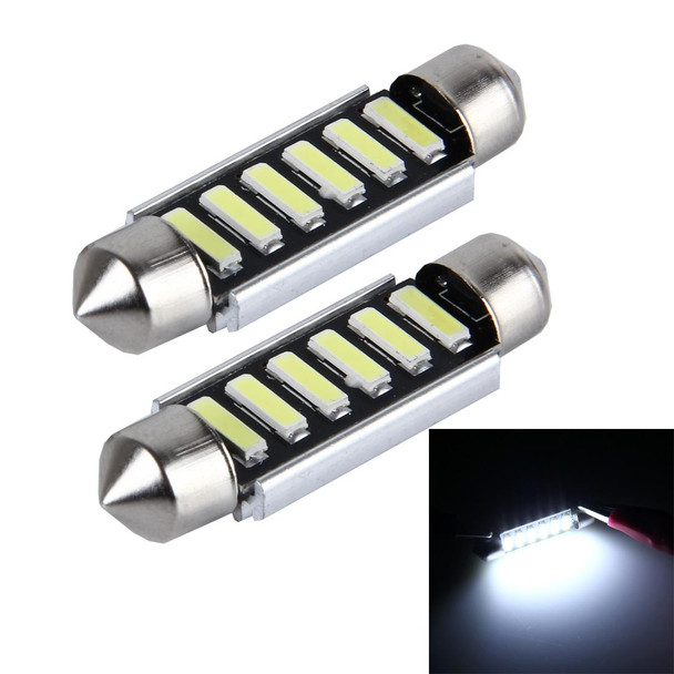 2 PCS 2W 100 LM 6000K 41MM 6 SMD-7020 LEDs Bicuspid Port Decoding Car Dome Lamp LED Reading Light, DC 12V, White Light(Black)