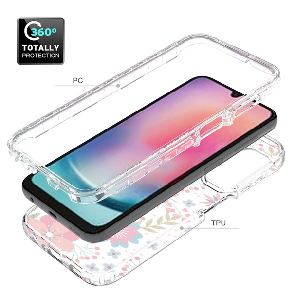 For Samsung Galaxy A24 5G / 4G Transparent Painted Phone Case(Small Floral)