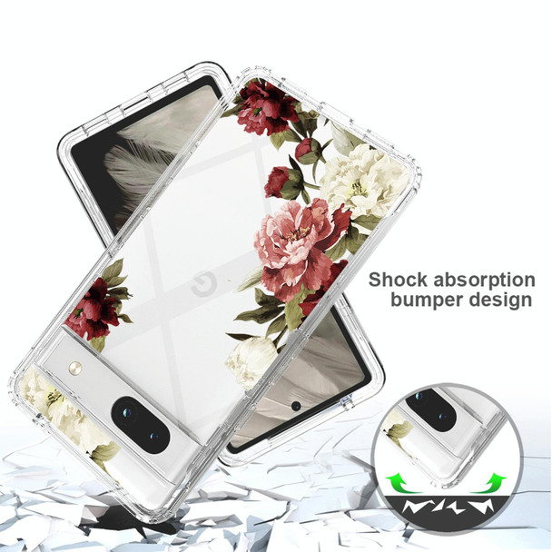 For Google Pixel 7a Transparent Painted Phone Case(Rose)