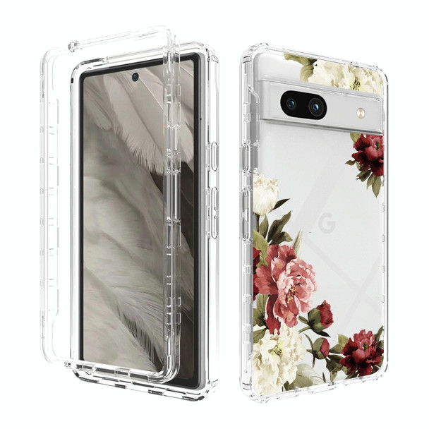 For Google Pixel 7a Transparent Painted Phone Case(Rose)