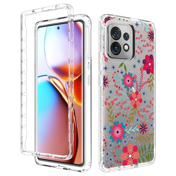For Motorola Edge+ 2023 Transparent Painted Phone Case(Small Floral)