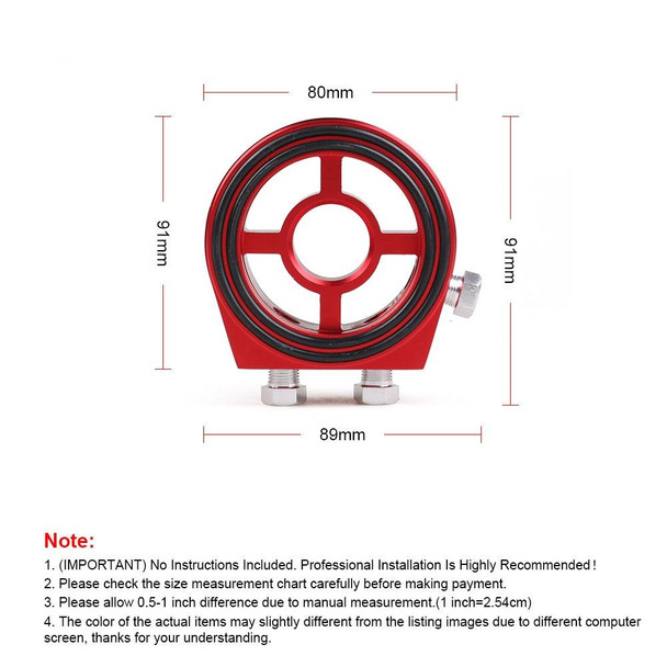 Car Modification Oil Temperature and Oil Pressure Gauge Adapter (Red)